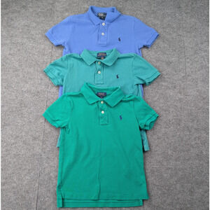 Polo Ralph Lauren Shirt Boys 5 Set of 3 Preppy Classic Timeless Blue Green Logo